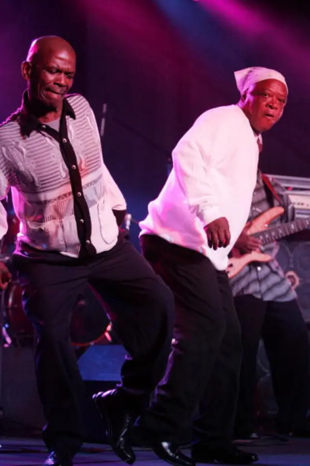 Ray Phiri (L) and Nana of Sitmela performs on stage during the Standard Bank Joy of Jazz 2007 held in Newtown on August 25, 2007 in Johannesburg, South Africa.