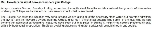 Statement from Newcastle-under-Lyme College