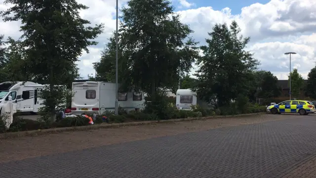 Caravans on Newcastle-under-Lyme College site