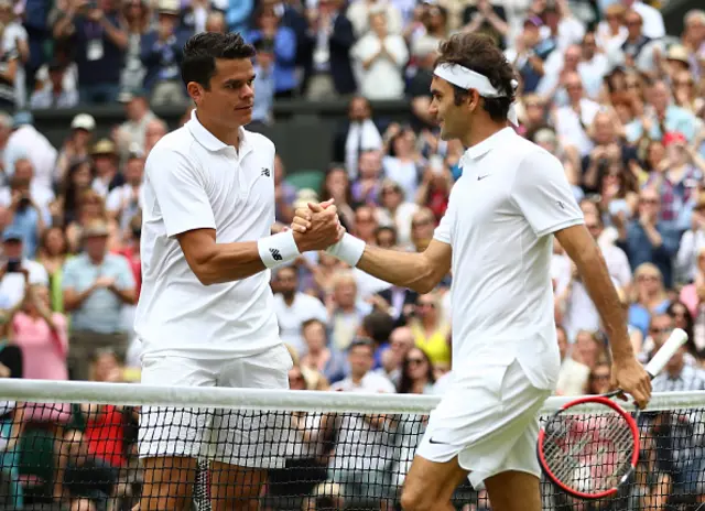 Milos Raonic and Roger Federer