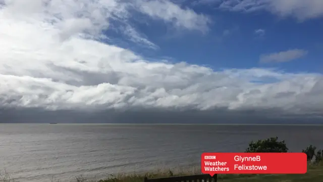 Clouds over the sea in Felixstowe.