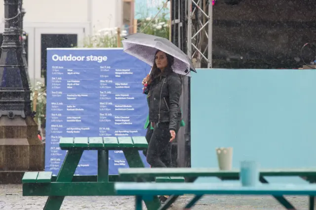 Raining festival square