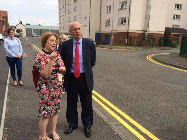 John Healey talks to local Labour councillors.