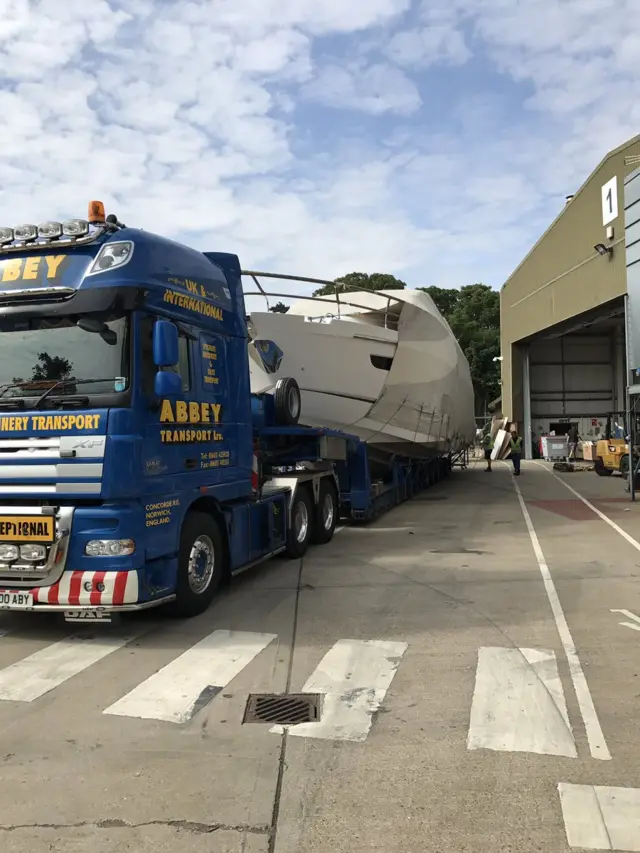 Boat on the back of a lorry