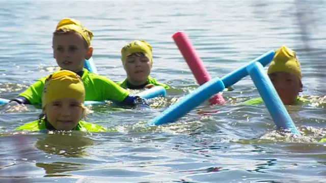 Children open water swimming in Birmingham