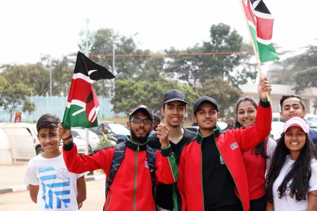 Kenya athletics team supporters in Nairobi