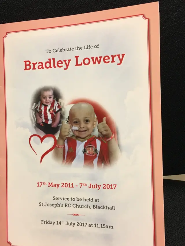 Bradley Lowery order of service