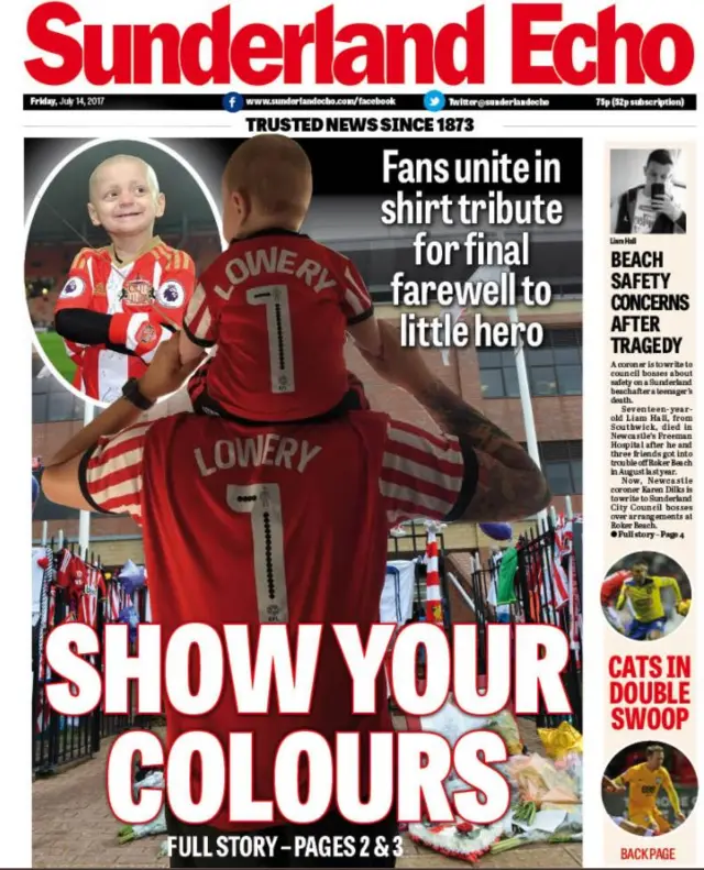 Sunderland Echo front page