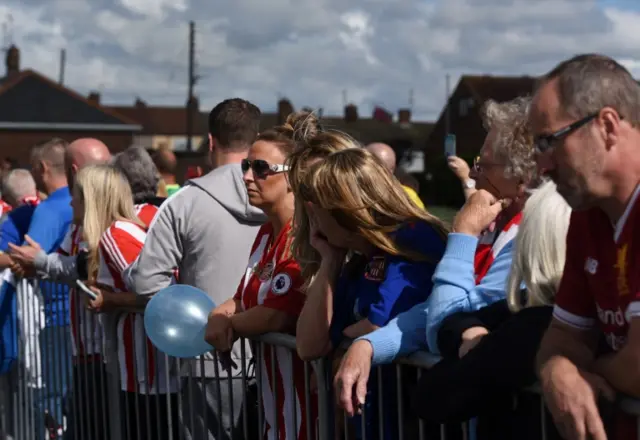 Crowds waiting to pay their respects