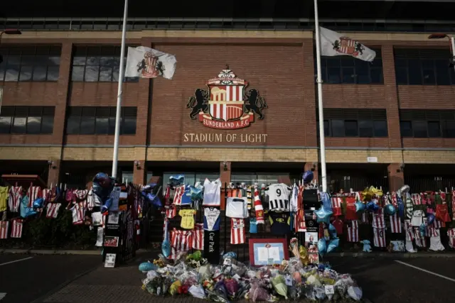 Tributes outside the stadium