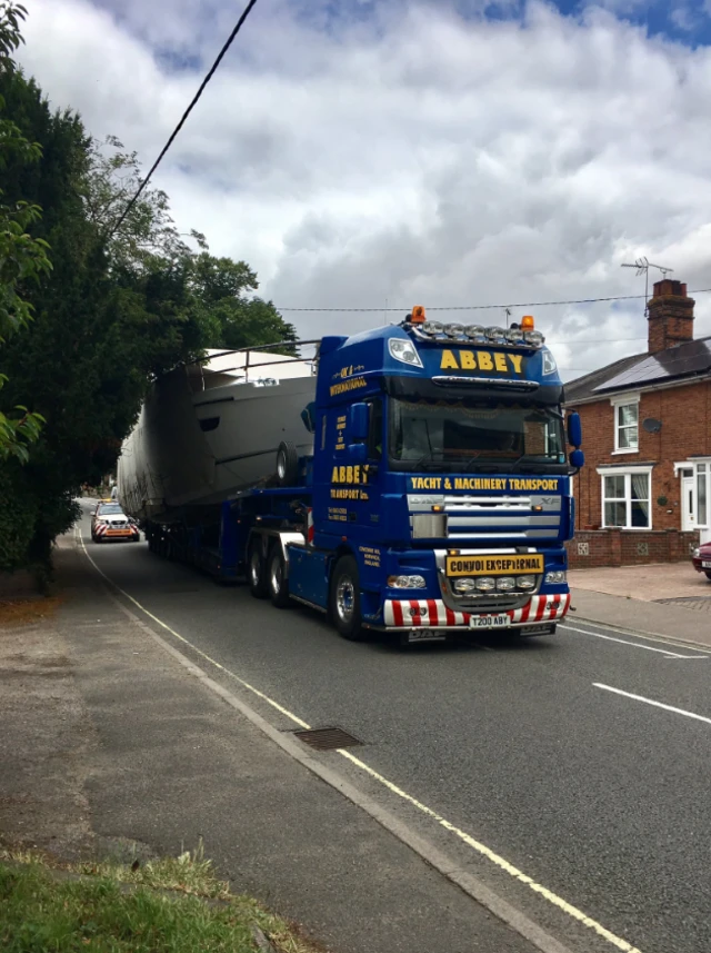 Boat on the back of a lorry