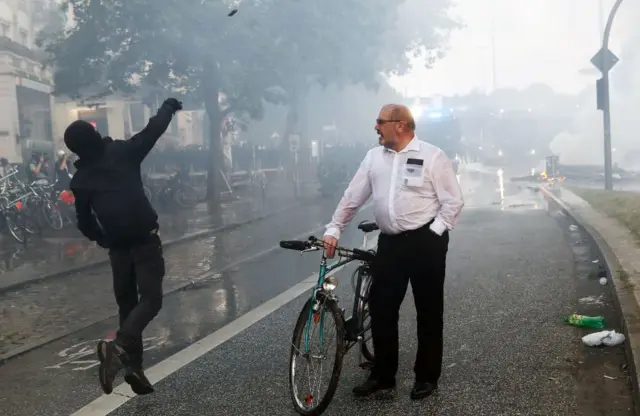 A man on his bike in Hamburg