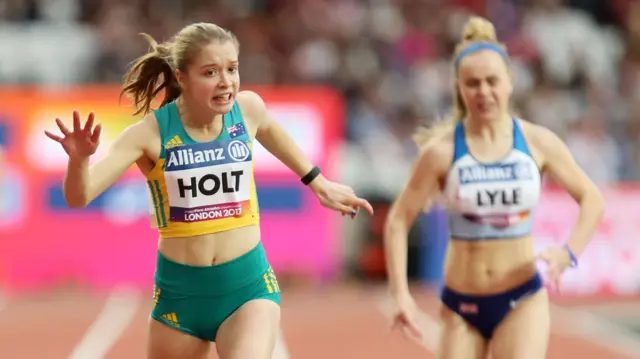 Isis Holt of Australia wins the women's T35 200m