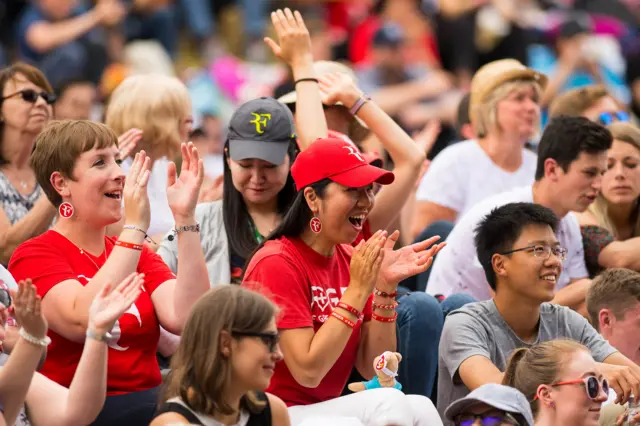 Roger Federer fans celebrate