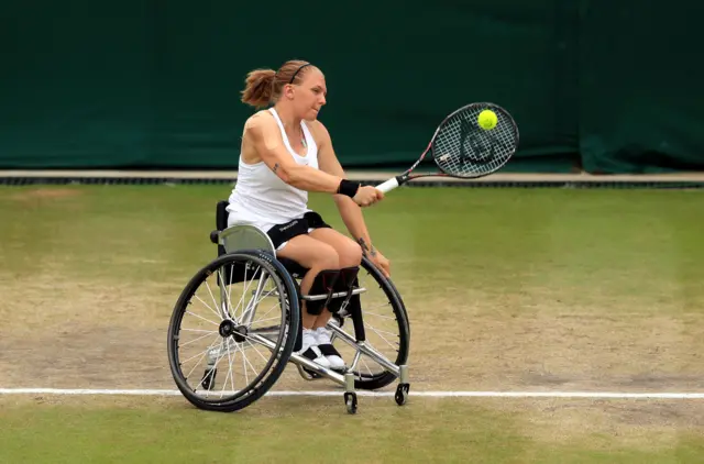 Jordanne Whiley during the Ladies" Wheelchair doubles final