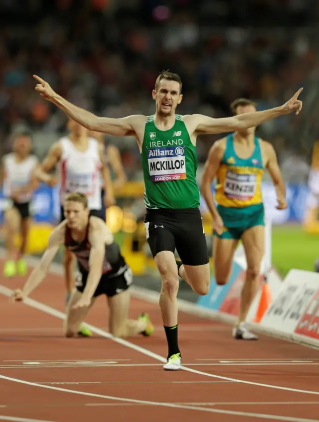 Ireland's Michael McKillop takes gold in the men's 800m T38m final