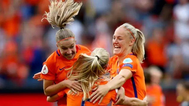 Netherlands players celebrate