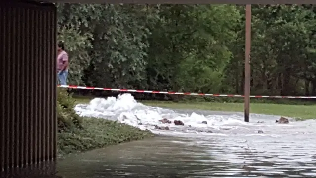 Burst water main in Milton Keynes.