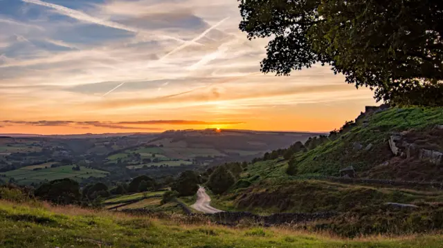 Sunrise over Curbar in the peak district