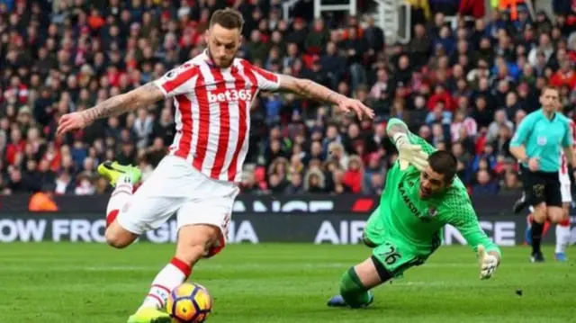 Marko Arnautovic in action for Stoke City