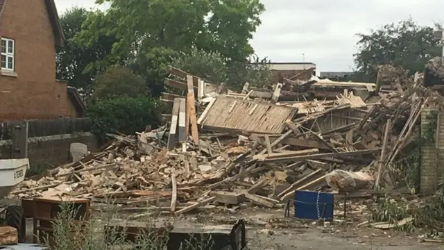 Building being demolished