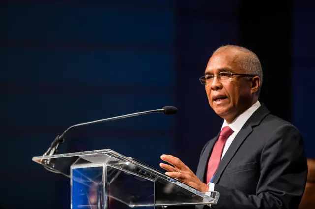 Madagascar Minister of Finance and Budget Gervais Rakotoarimanana speaks during a summit on human capital and investment in children for growth and productivity at the World Bank during the 2016 Annual Meetings of the International Monetary Fund Headquarters and the World Bank Group October 6, 2016 in Washington