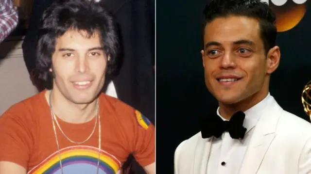 Freddie Mercury and Rami Malek