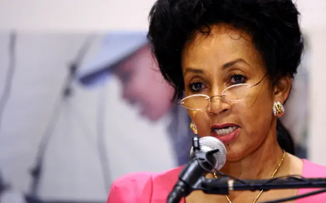 Lindiwe Sisulu gives a press conference on April 7, 2011 in Johannesburg