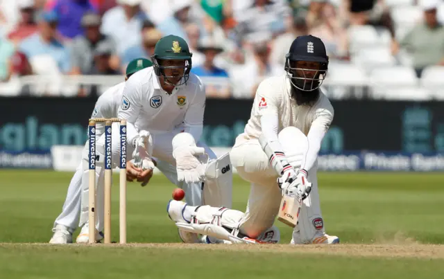 Moeen Ali sweeps for four