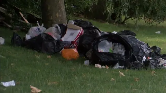 Rubbish left in park