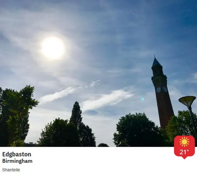 Sunshine over University of Birmingham clock tower