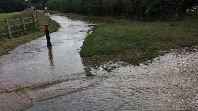 Flooded Middlewich Road after burst main