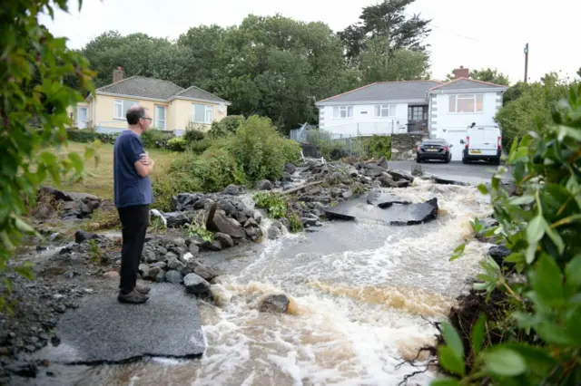 Damage in Coverack. Pic: PA