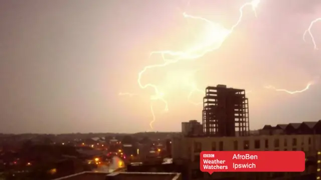 Lightning in Ipswich.