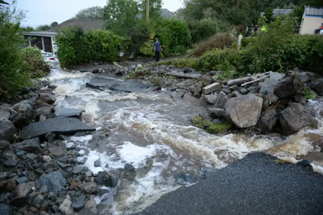 Damage in Coverack. Pic: PA