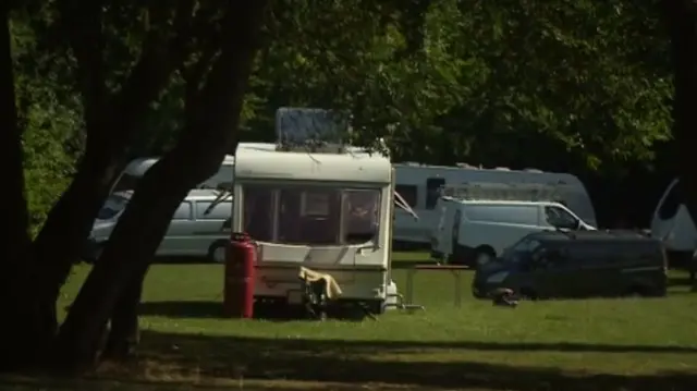 Caravan set-up in a park