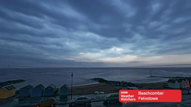 Stormy skies over the sea in Felixstowe.