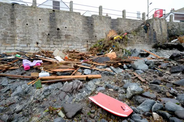 Damage in Coverack. Pic: PA