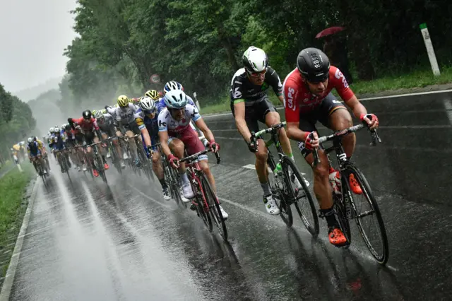 Thomas De Gendt leads the peloton