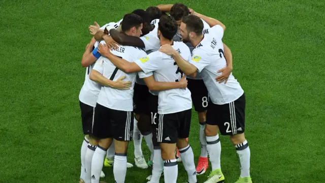 Germany team huddle