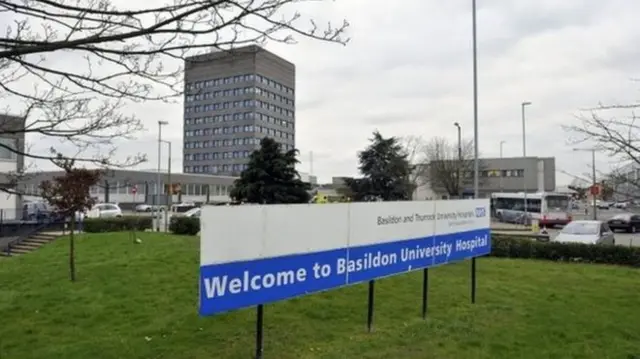 Entrance to Basildon Hospital.