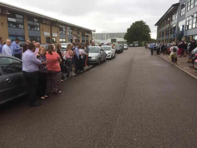 Crowds outside Headway HQ