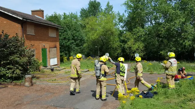 Hertfordshire fire officers in training