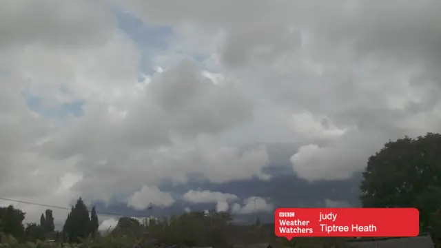 Cloudy skies in Tiptree Heath.