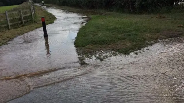 Flooded water on Middlewich Road in Nantwich