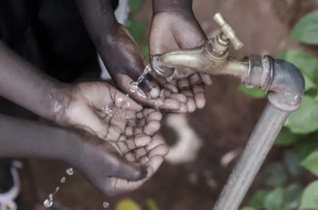 Children washing hands