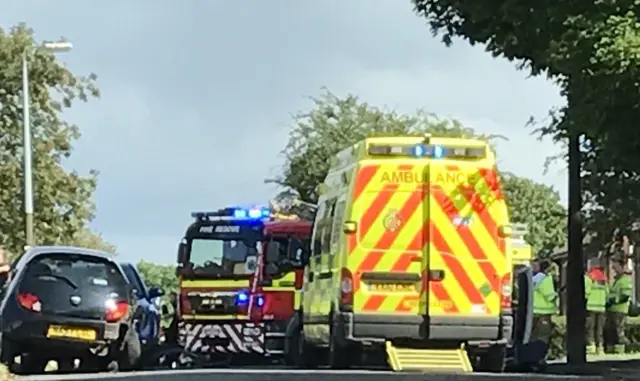 police and ambulances at scene