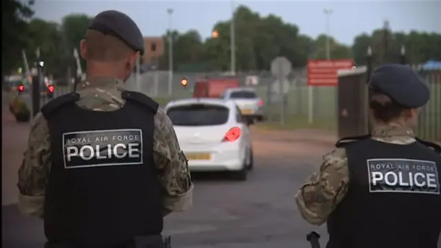 Royal Air Force police outside RAF Marham air base