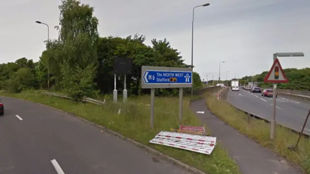 M6 at junction 11 heading onto motorway