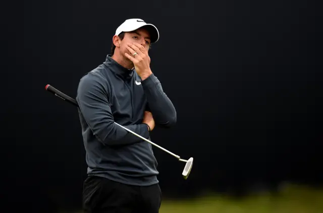 Rory McIlroy reacts